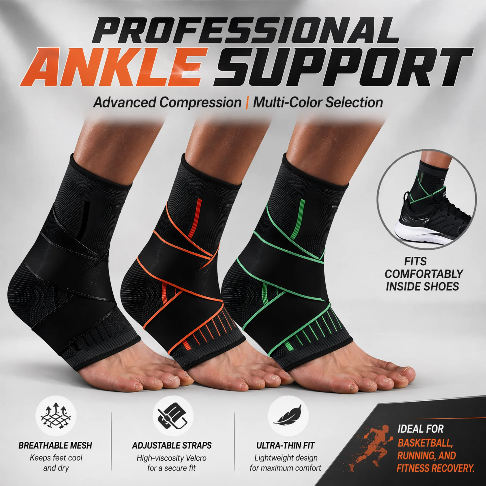 Ankle Mobility Band - Дышащий компрессионный бандаж для голеностопа, регулируемый,